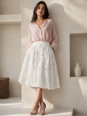 H&M designer collection white lace skirt size S